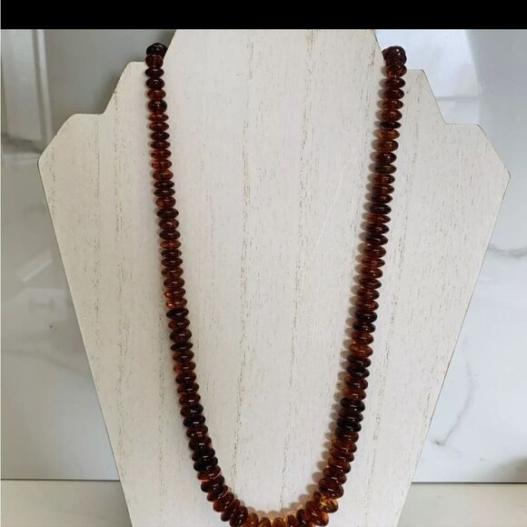 Vtg Carved Natural Baltic  Amber Graduated Disc Bead 38g 24” Necklace Rondelles - Picture 13 of 16